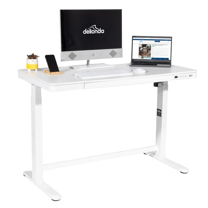 Dellonda Single Motor Ultra-Quiet Electric Desk with Control Panel USB Port