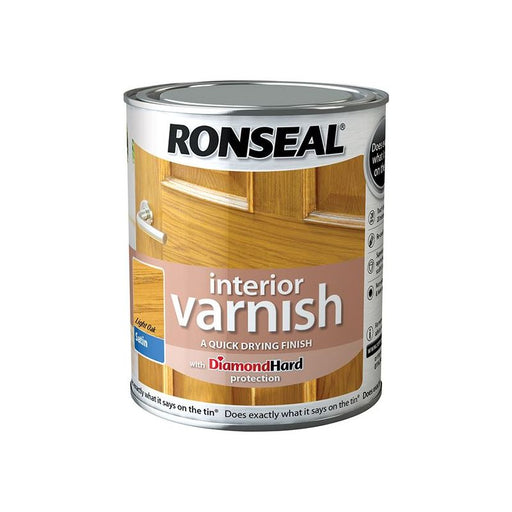 Ronseal Interior Varnish Quick Dry Satin Light Oak 750ml Ronseal - Town Tools