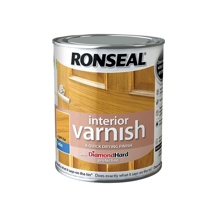 Ronseal Interior Varnish Quick Dry Satin Light Oak 750ml Ronseal - Town Tools