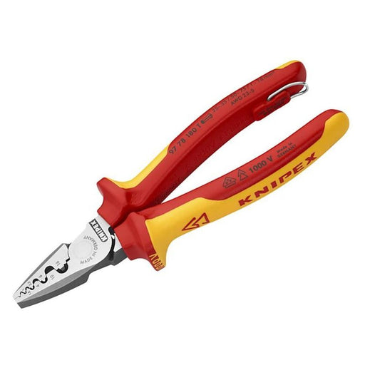 Knipex VDE Crimping Pliers with Tether Point 180mm Knipex - Town Tools
