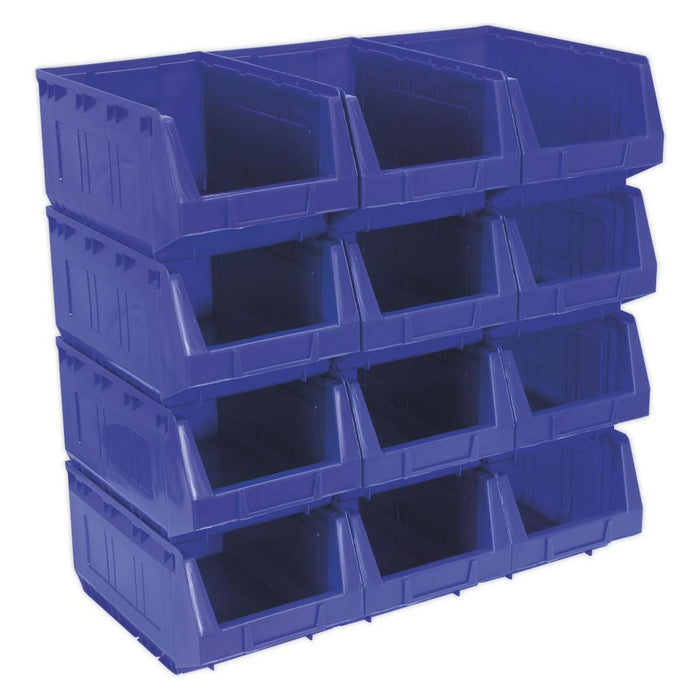 Sealey Plastic Storage Bin 210 x 355 x 165mm Blue Pack of 12 TPS412B