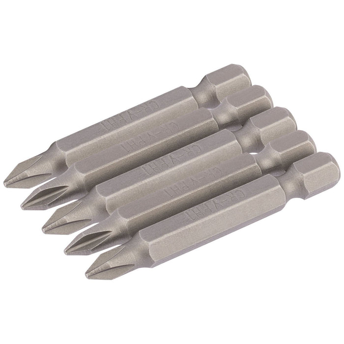 Draper Cross Slot Insert Bit, 1/4" Hex, 50mm Long, No.1 (Pack of 5) 64287 Draper - Town Tools 