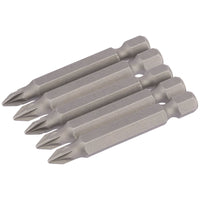 Draper PZ Type Insert Bit, 1/4" Hex, 50mm Long, No.1 (Pack of 5) 64281