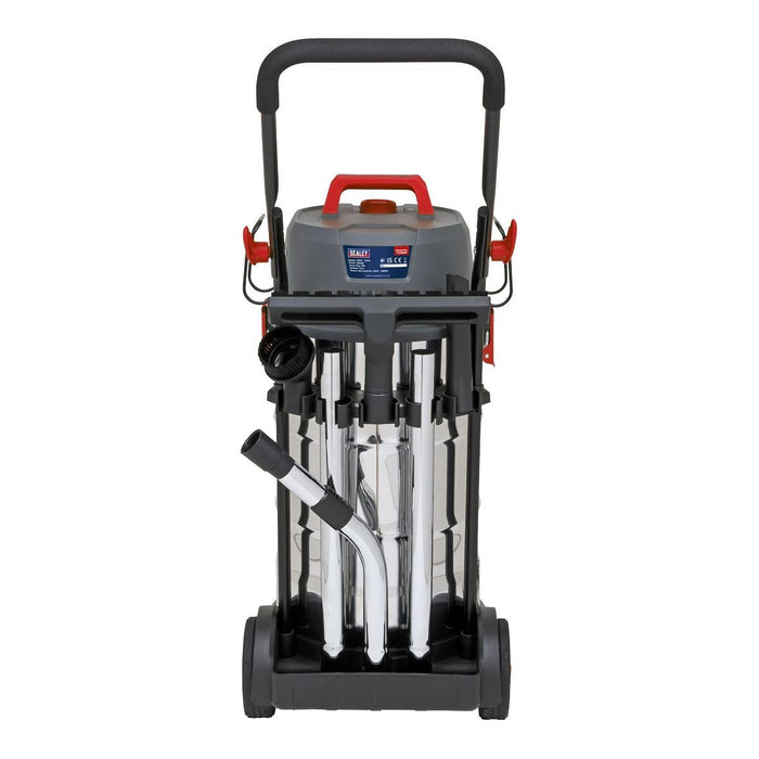 Sealey Vacuum Cleaner Industrial Dust-Free Wet/Dry 38L 1500W/230V Stainless Stee Sealey - Town Tools 