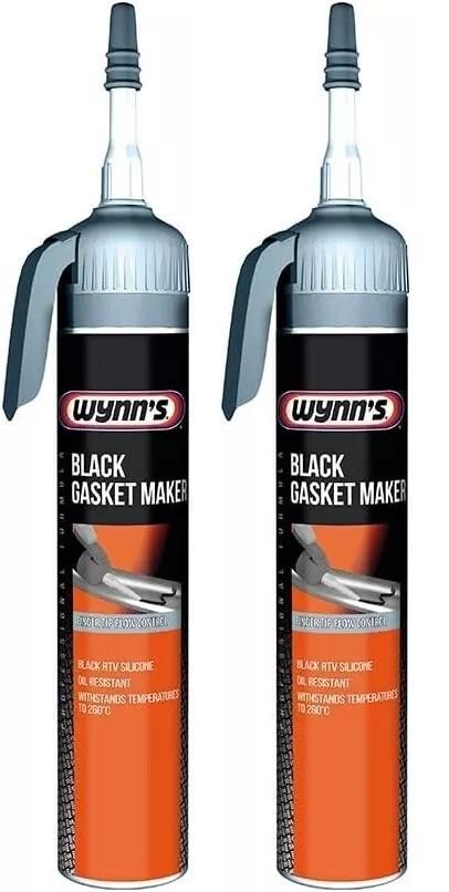 2x Wynns Black Gasket Maker 200ml 57680 for Filling & Bonding Instant Gasket Wynns - Town Tools
