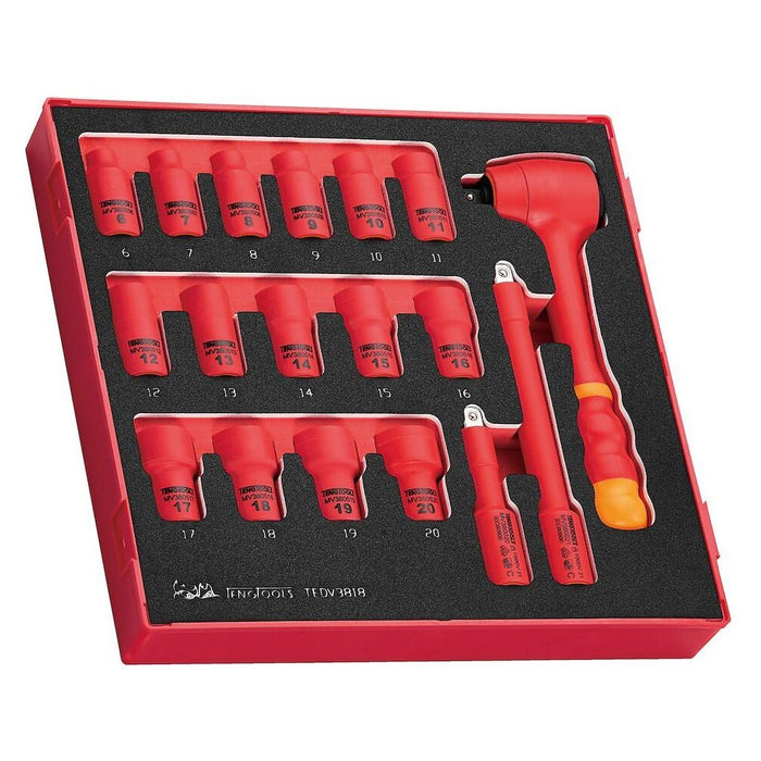 Teng Tools 3/8" Insulated Socket Set FOAM2 18 Pieces Teng Tools - Town Tools 