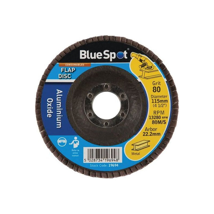 Bluespot Tools Sanding Flap Disc 115mm 80 Grit BlueSpot Tools - Town Tools