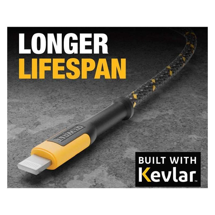 Dewalt Telecoms USB A to Lightning® Reinforced Charging Cable 3m (10ft) DEWALT Telecoms - Town Tools