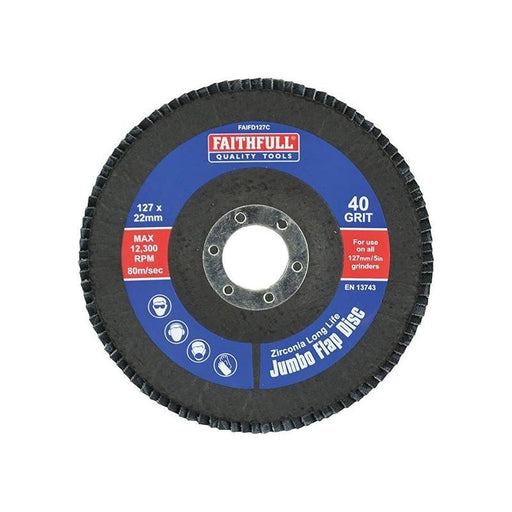 Faithfull Abrasive Jumbo Flap Disc 127mm Fine Faithfull - Town Tools