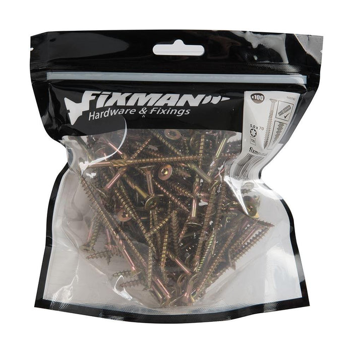 Fixman Goldstar Advanced Screws 5 x 70mm 100pk Fixman - Town Tools 