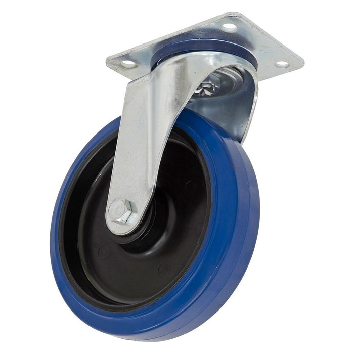 Sealey Heavy-Duty Blue Elastic Rubber Swivel Castor Wheel200mm Trade Sealey - Town Tools 