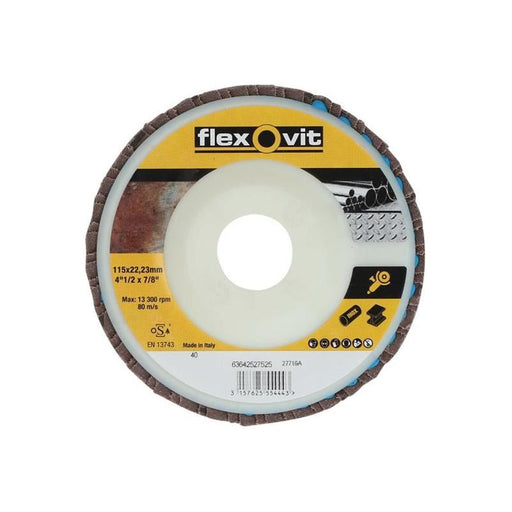 Flexovit Flap Disc For Angle Grinders 115mm 40G Flexovit - Town Tools
