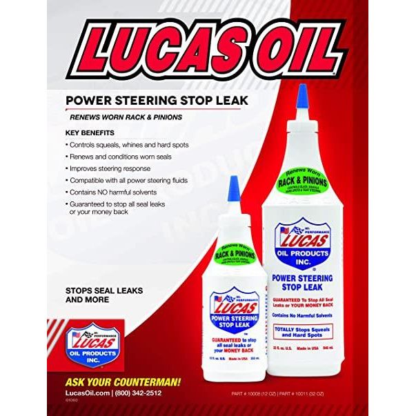 2 X Lucas Oil Power Steering Stop Leak Fix Rack/Box Fluid Seal 946Ml Lucas Oil Oil - Town Tools 