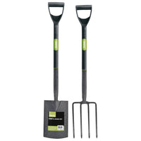Draper Carbon Steel Garden Fork and Spade Set, Black 83971
