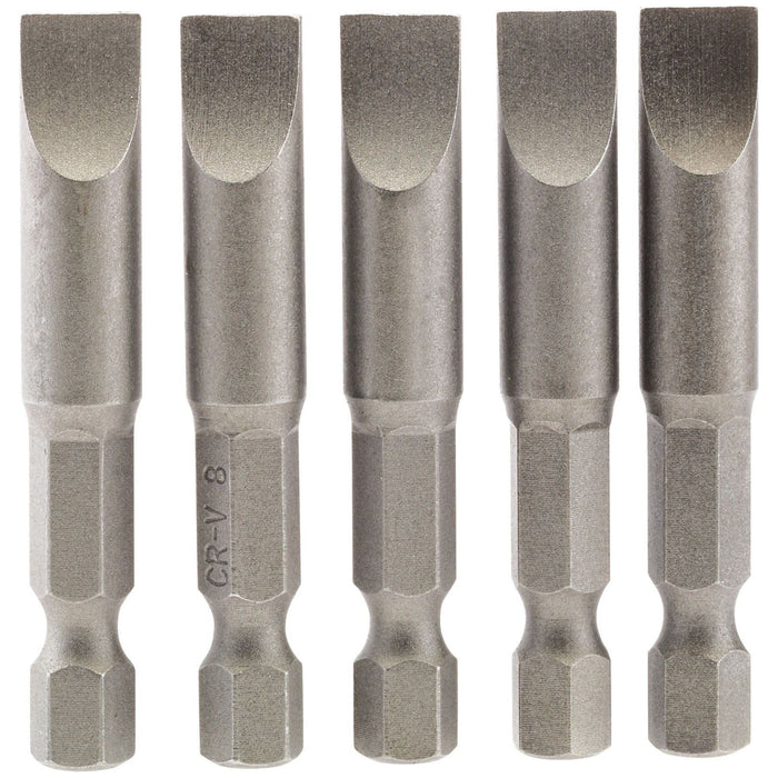 Draper Plain Slot Insert Bit, 8mm, 1/4" Hex, 50mm Long (Pack of 5) 64280 Draper - Town Tools 