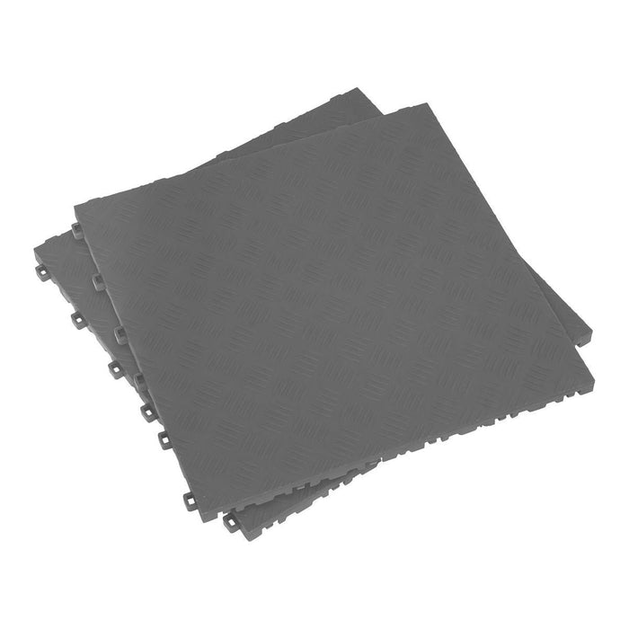 Sealey Polypropylene Floor Tile 400 x 400mm Grey Treadplate Pack of 9 FT3G