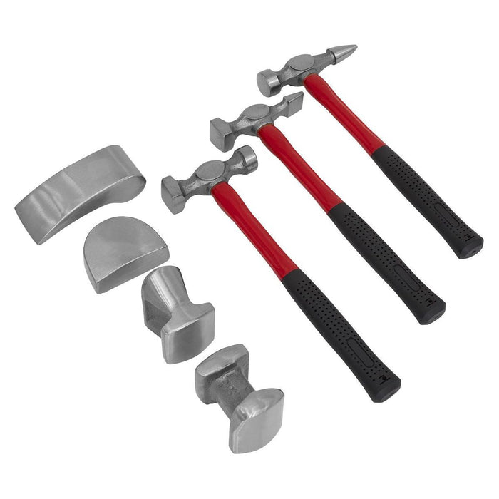 Sealey Panel Beating Set 7pc Drop-Forged Fibreglass Shafts CB707 Sealey - Town Tools 