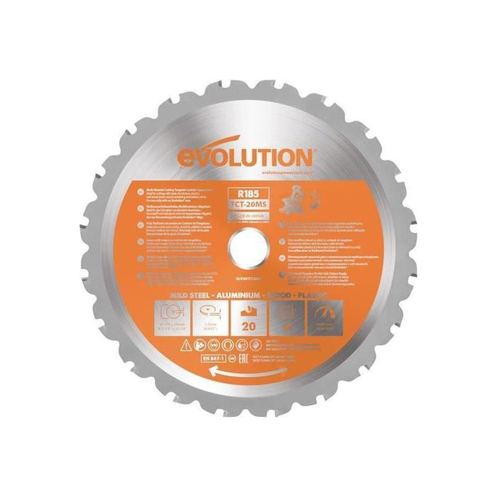 Evolution Multi-Material Mitre Saw Blade 185 x 20mm x 20T Evolution - Town Tools