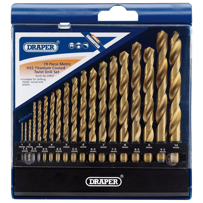 Draper Metric HSS Titanium Coated Drill Set (19 Piece) 24907 Draper - Town Tools 