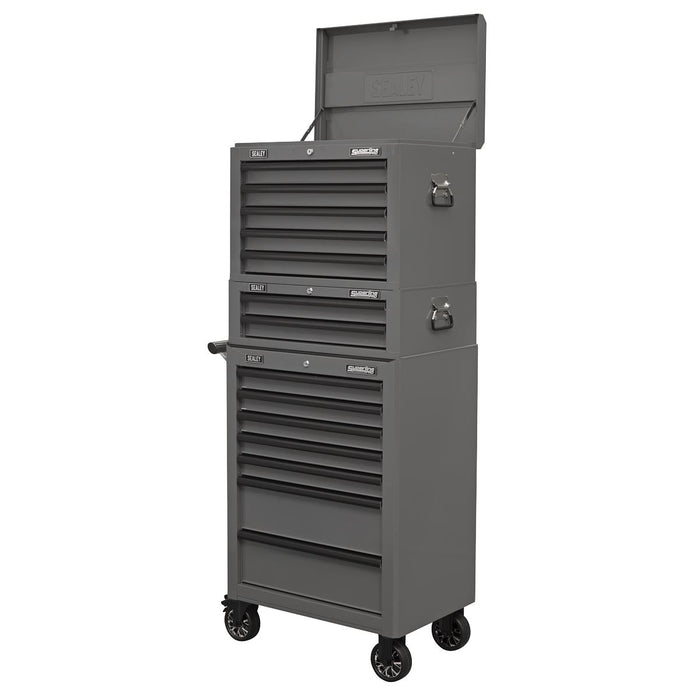 Superline PRO Topchest Mid-Box Tool Chest & Rollcab Combination 14 Drawer Grey Superline Pro - Town Tools 