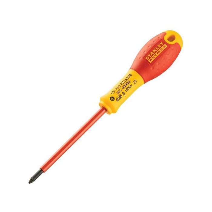 Stanley® Hand Tools FatMax® VDE Insulated Screwdriver Pozidriv Tip PZ1 x 100mm STANLEY® Hand Tools - Town Tools