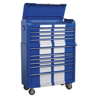 Sealey Retro Style Extra-Wide Topchest & Rollcab Combination 10 Drawer Blue/Whit