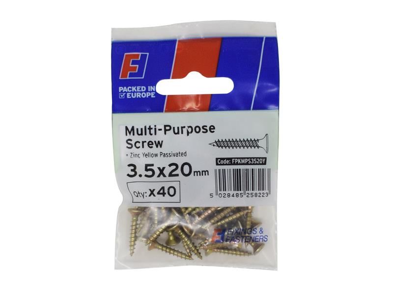 ForgeFix Multi-Purpose Pozi Screw CSK ST ZYP 3.5 x 20mm ForgePack 40 ForgeFix - Town Tools