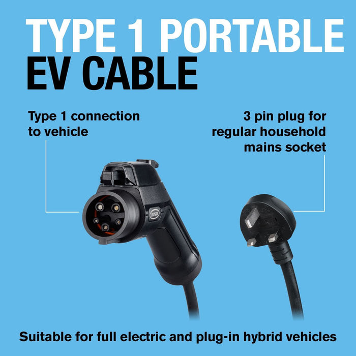 Ring Automotive RPC10A05 3-pin EV Portable Charger UK Type 1 5M Ring Automotive - Town Tools 