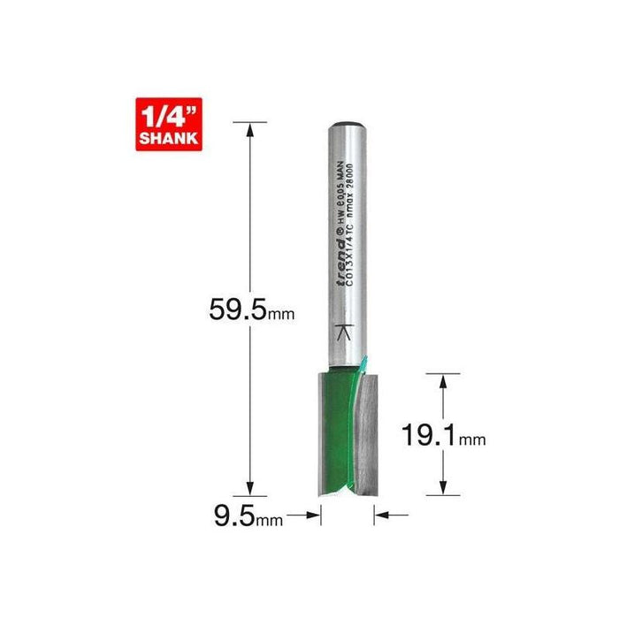 Trend C013 x 1/4 TCT Two Flute Cutter 9.5 x 19.1mm Trend - Town Tools