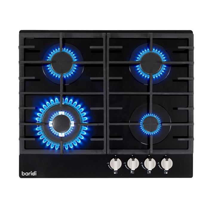 Baridi Gas Hob with 4 Cooking Zones 60cm - Black DH226