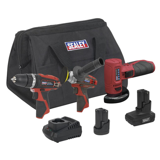 Sealey 3 x SV12 Series Cordless Power Tool Combo Kit 12V - 2 Batteries Sealey - Town Tools 