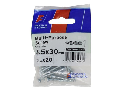 ForgeFix Multi-Purpose Pozi Screw CSK ST ZP 3.5 x 30mm ForgePack 20 ForgeFix - Town Tools