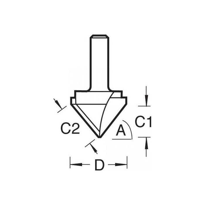 Trend 11/3 x 1/2 TCT V-Groove Cutter 45° 9.2 x 19.1mm Trend - Town Tools