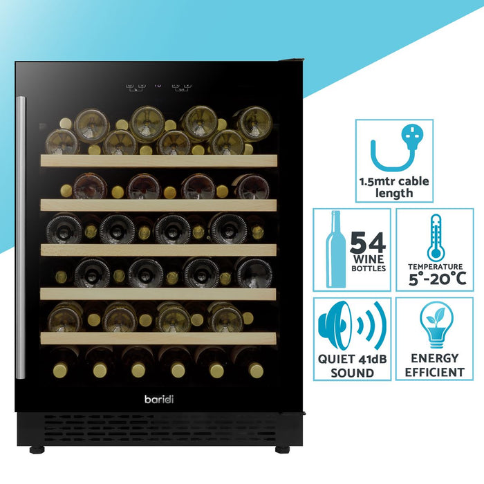 Baridi 54 Bottle Under-Counter/Freestanding Fridge & Cooler 60cm DH78 Baridi - Town Tools 