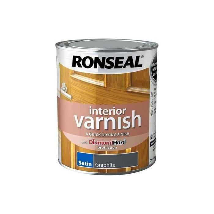 Ronseal Interior Varnish Quick Dry Satin Graphite 750ml Ronseal - Town Tools