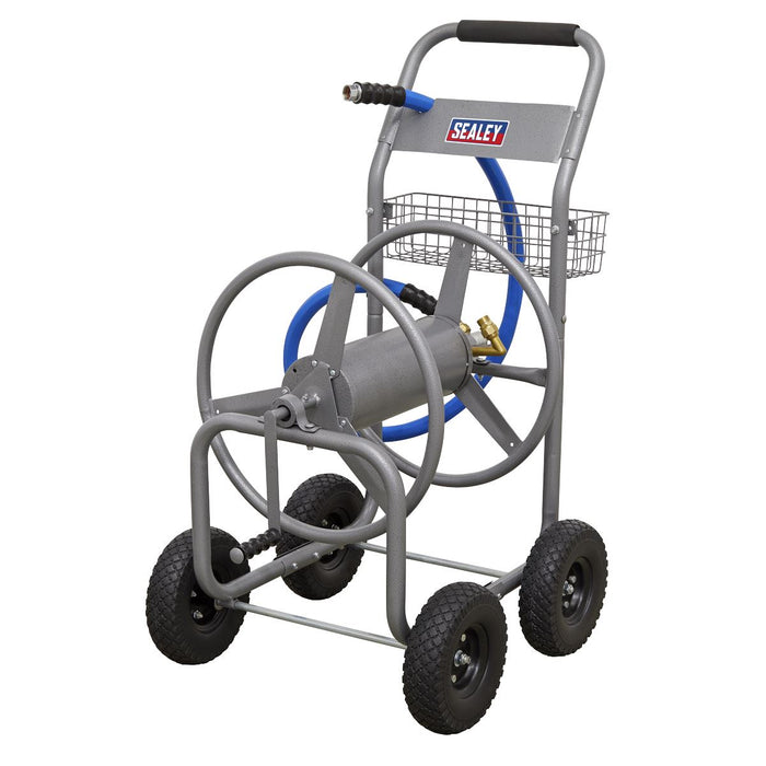 Heavy-Duty Hose Reel Cart with 5m Heavy-Duty Ø19mm Hot & Cold Rubber Water Hose Sealey - Town Tools 