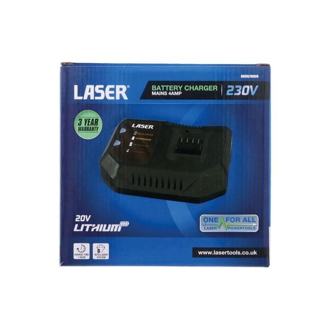 Laser Battery Charger 230V Mains 4 amp with Euro 2 Pin Plug 8009 Laser - Town Tools 