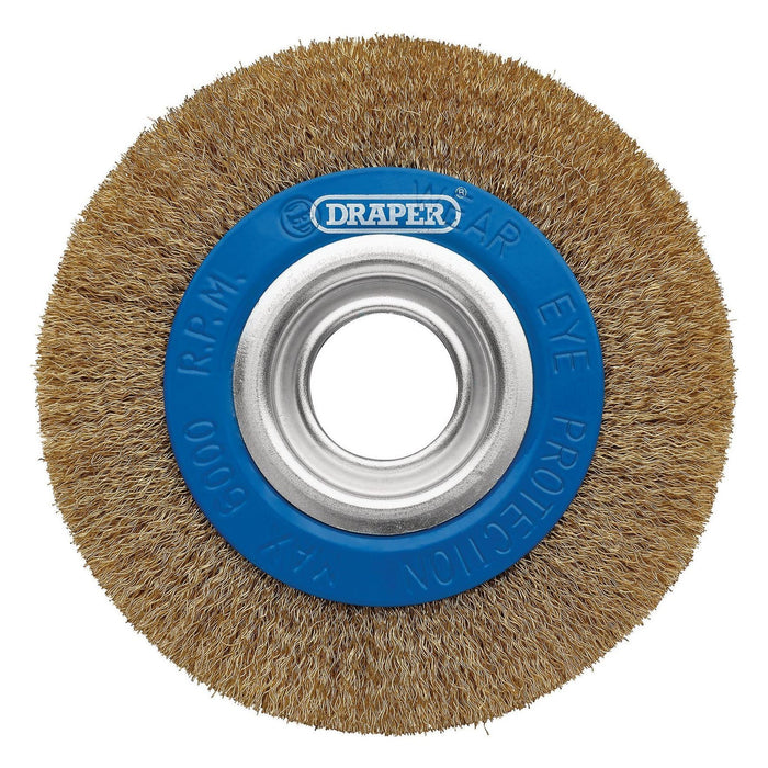 Draper Brassed Steel Bench Grinder Wire Wheel Brush, 150 x 31.75mm Draper - Town Tools