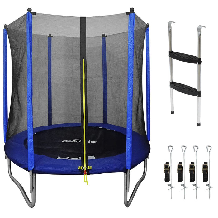 Dellonda Heavy-Duty Outdoor Trampoline Safety Enclosure Net Anchors & Ladder 6ft