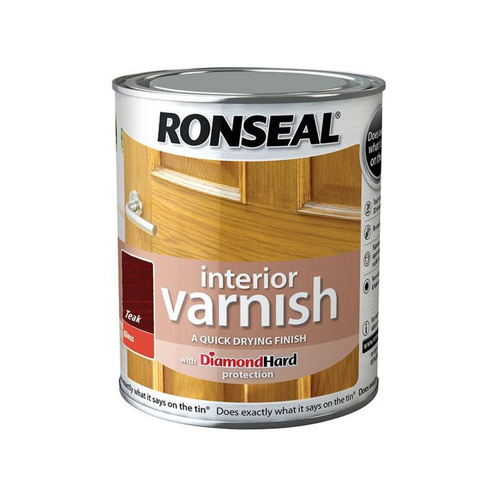 Ronseal Interior Varnish Quick Dry Gloss Teak 250ml Ronseal - Town Tools