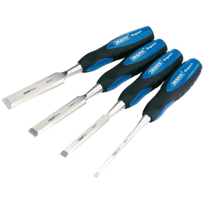 Draper Soft Grip Bevel Edge Wood Chisel Set, 150mm (4 Piece) 89726 Draper - Town Tools 