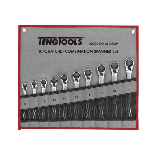 Teng Tools Ratcheting Combination Spanner Set R Tool Roll 10 Pieces Teng Tools - Town Tools 