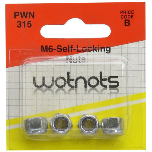 Wot-Nots Self Locking Nuts - M6 x 1mm Pitch - Pack Of 4 Wot-Nots - Town Tools 