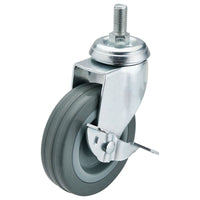 Draper Swivel Bolt Fixing Rubber Castor with Brake, 100mm Diameter, S.W.L. 80kg
