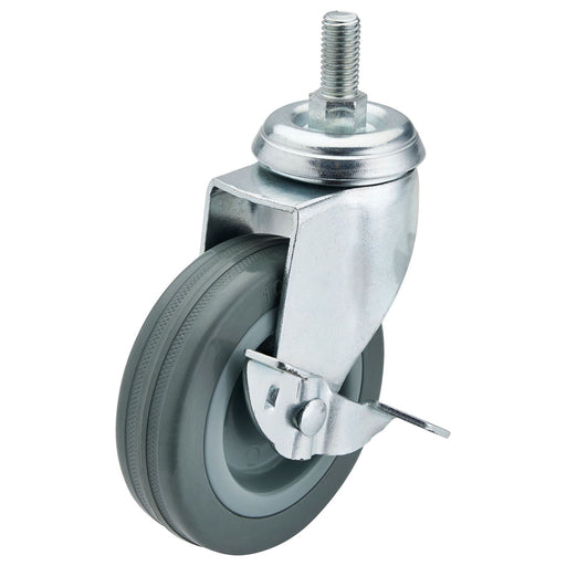 Draper Swivel Bolt Fixing Rubber Castor with Brake, 100mm Diameter, S.W.L. 80kg Draper - Town Tools