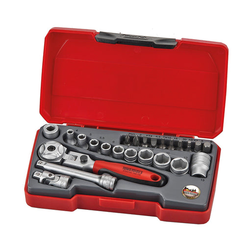 Teng Tools 1/4" Socket Set Flexible Ratchet 6 pt 20 Pieces Teng Tools - Town Tools 