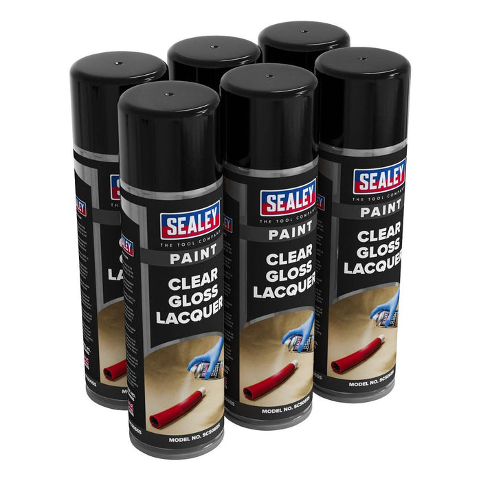 Sealey Gloss Lacquer 500ml, Clear - Pack of 6 SCS065 Sealey - Town Tools 
