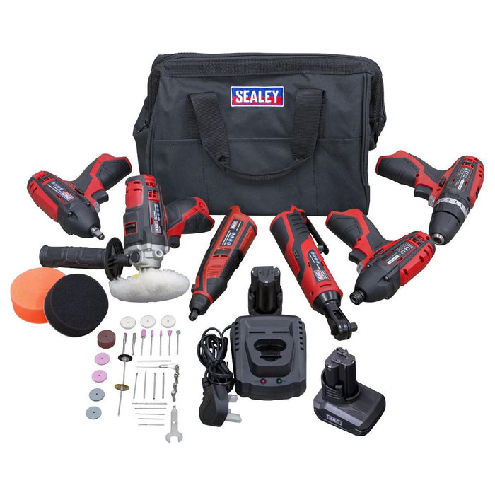 Sealey 6 x 12V SV12 Series Cordless Power Tool Combo Kit CP1200COMBO2 Sealey - Town Tools 