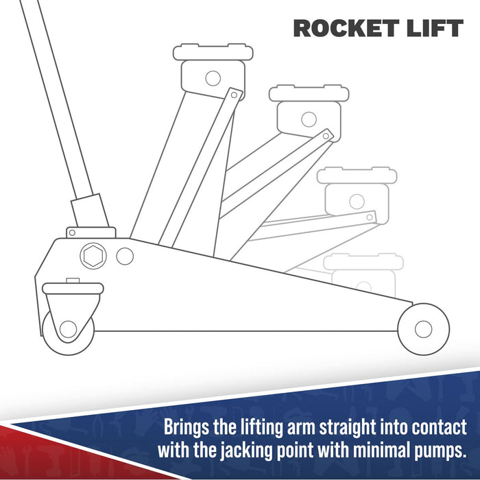 Viking Low Profile Professional Long Reach Trolley Jack with Rocket Lift 2 Tonne Viking - Town Tools 