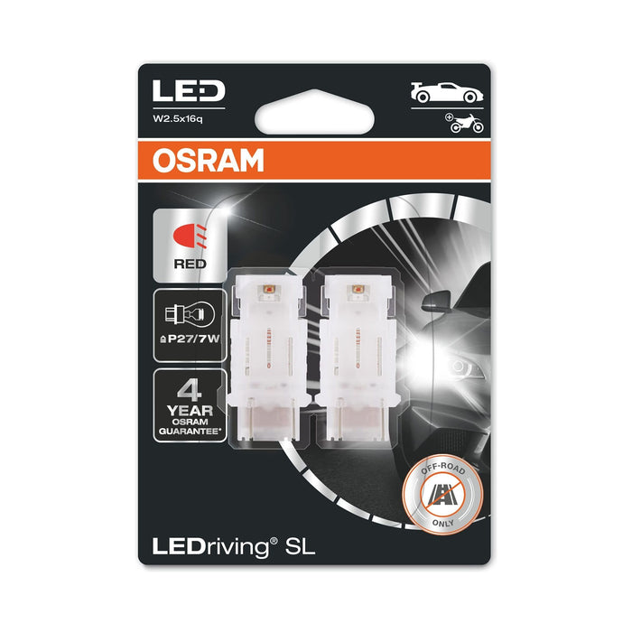 OSRAM LEDriving® SL, P27/7W, Red, LED signal lamps, Off-road only, non ECE Osram - Town Tools 